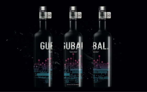 Gubal gin bottle black pink blue